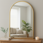 Espejo Ovalado 90cm Borde Metal Dorado