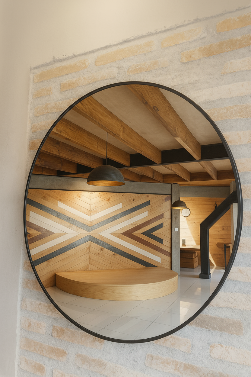 Espejo Redondo Colgante - 80 cm