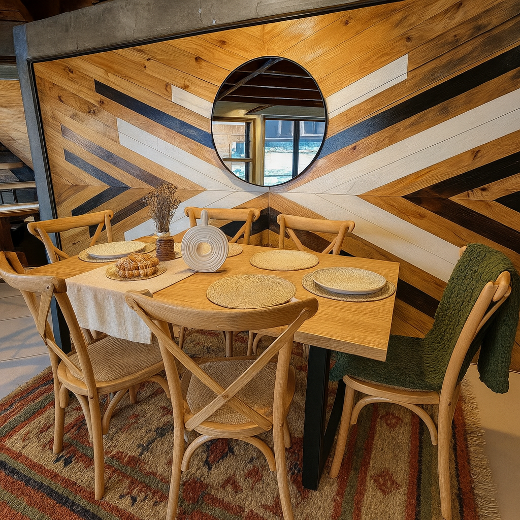 COMEDOR RECTANGULAR ESTILO INDUSTRIAL - RATTAN & MADERA