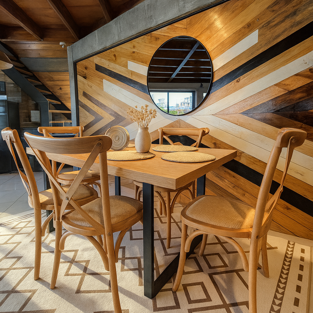 COMEDOR RECTANGULAR ESTILO INDUSTRIAL - RATTAN & MADERA