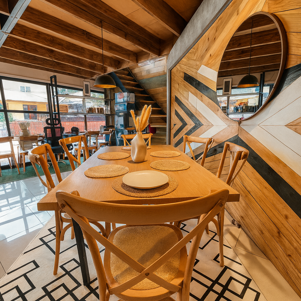 COMEDOR RECTANGULAR ESTILO INDUSTRIAL - RATTAN & MADERA