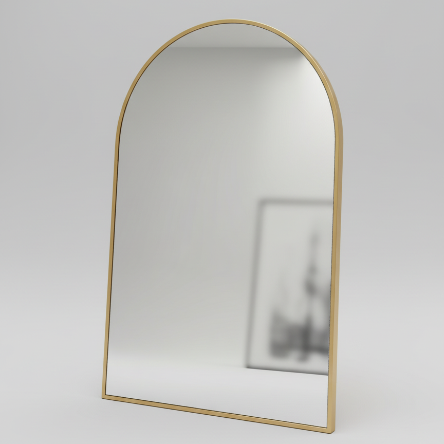 Espejo Ovalado 90cm Borde Metal Dorado