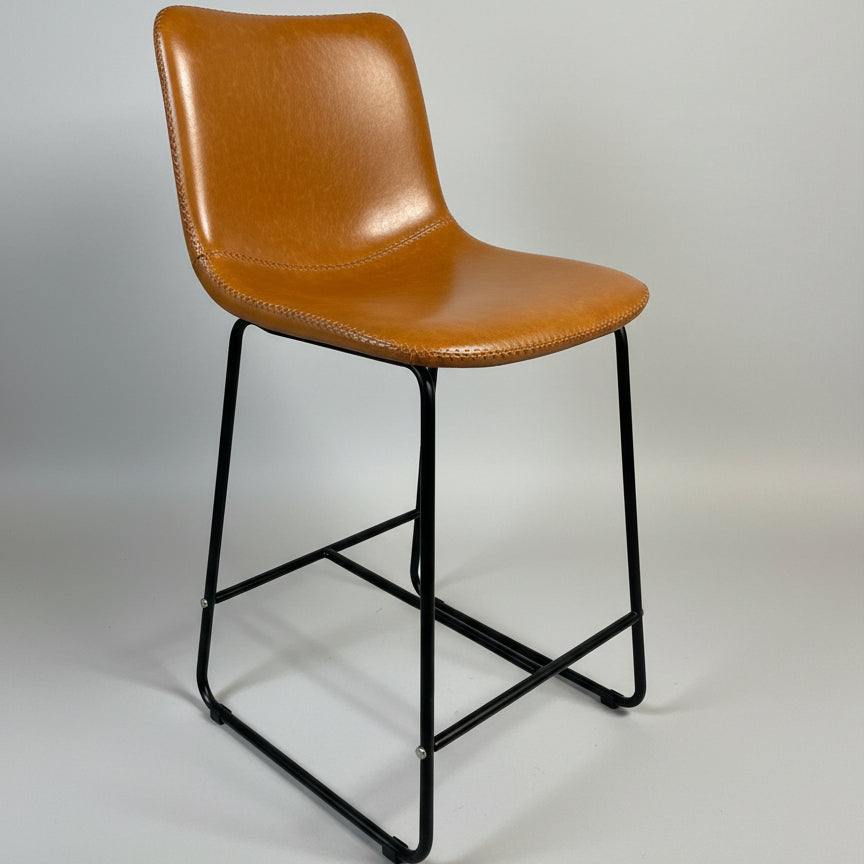 Taburete Eco-Cuero Café con Estructura Metálica — 94 cm