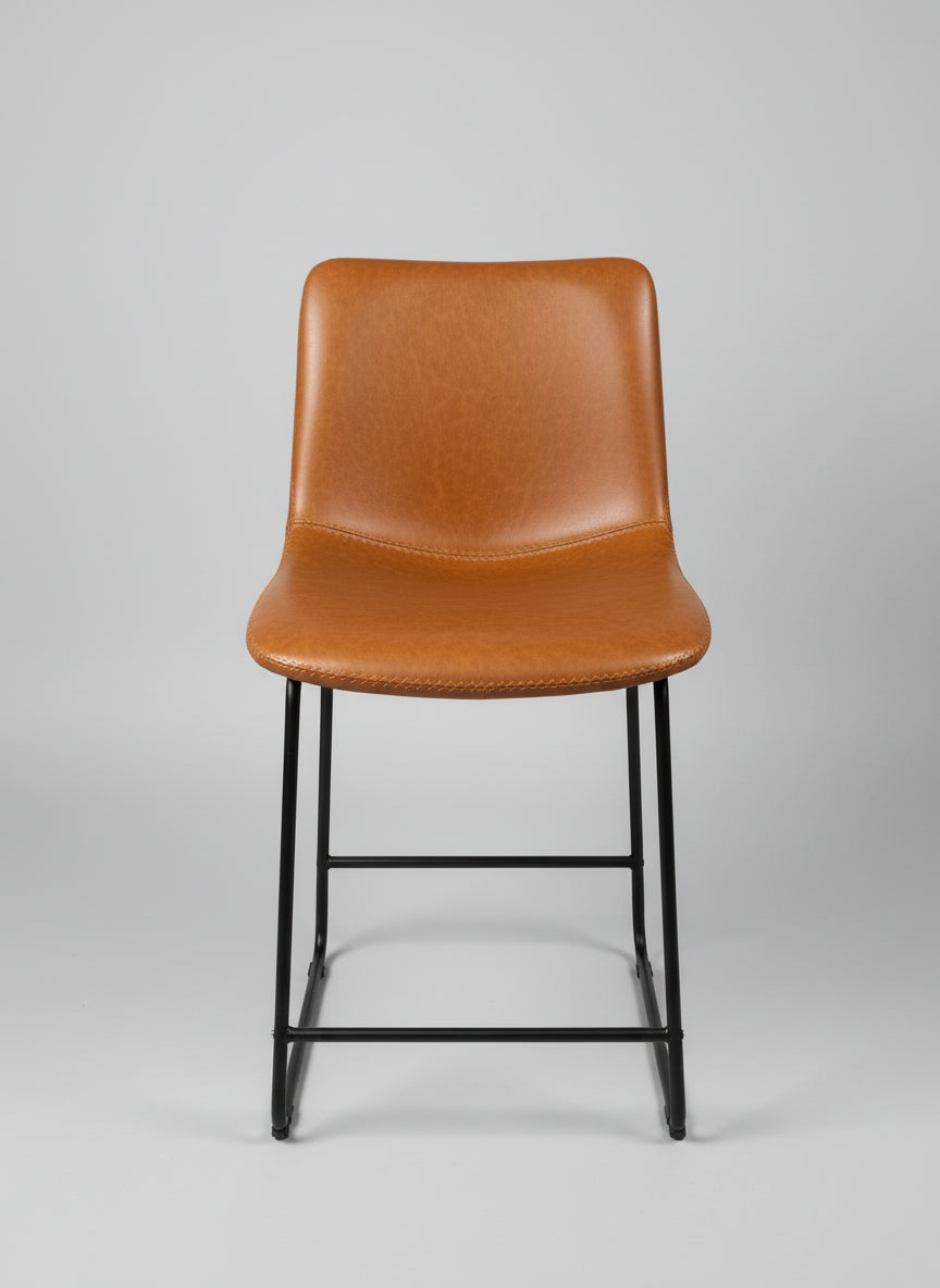 Taburete Eco-Cuero Café con Estructura Metálica — 94 cm