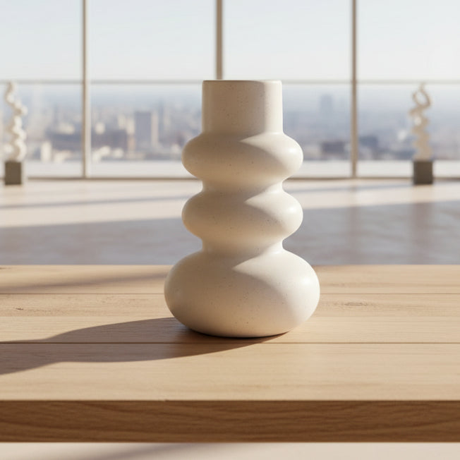 Jarrón de Cerámica Blanco — 24 cm
