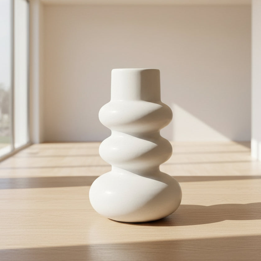 Jarrón de Cerámica Blanco — 24 cm