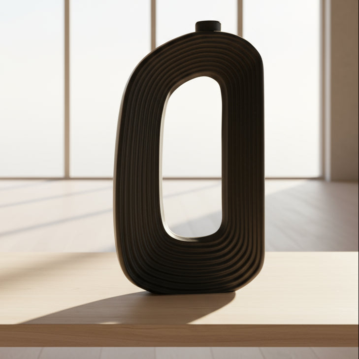 Florero de Cerámica Negro — 30 cm de Alto