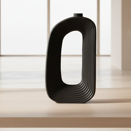 Florero de Cerámica Negro — 30 cm de Alto