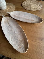 Bandeja Decorativa Pluma — Dorado o Plateado