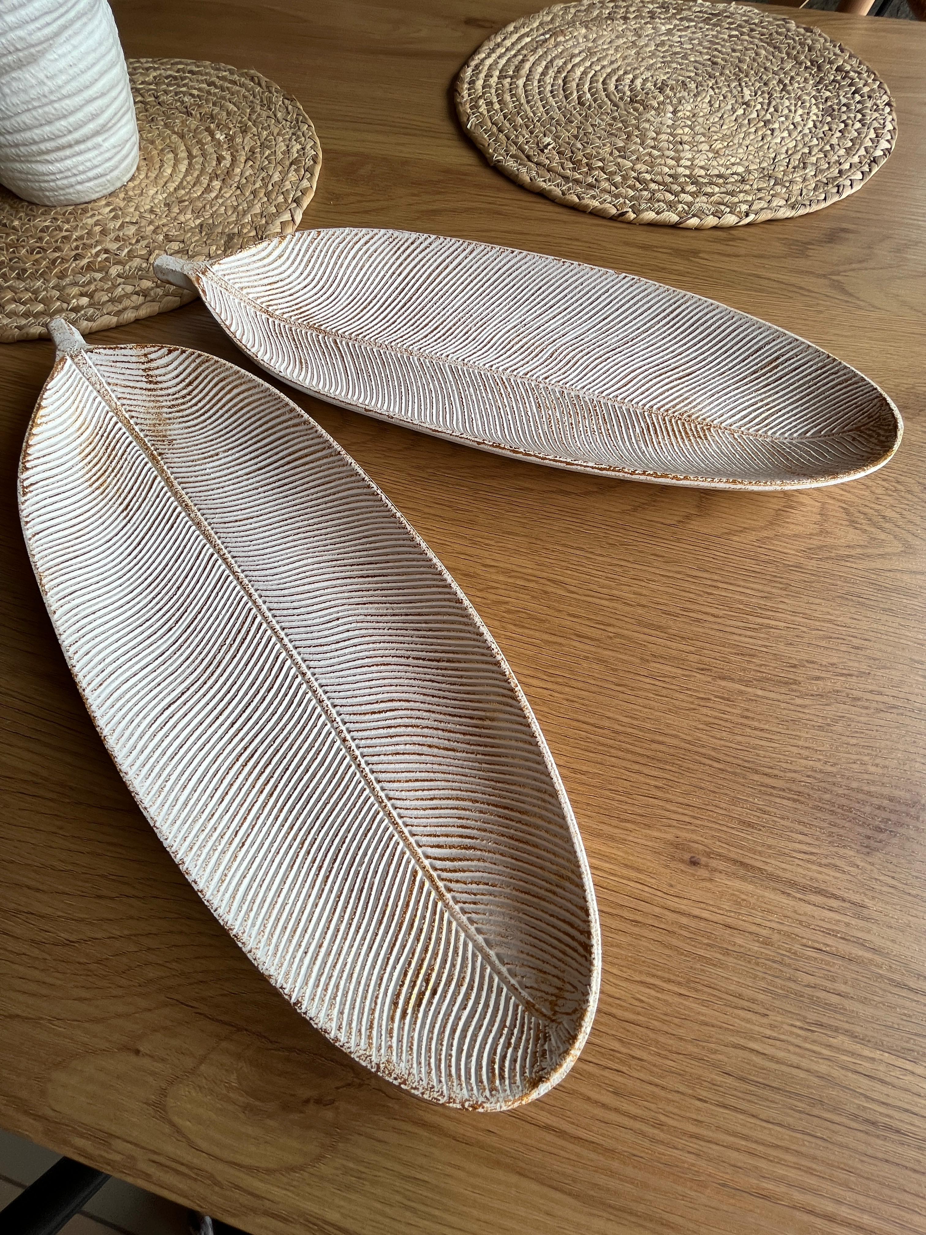 Bandeja Decorativa Pluma — Dorado o Plateado