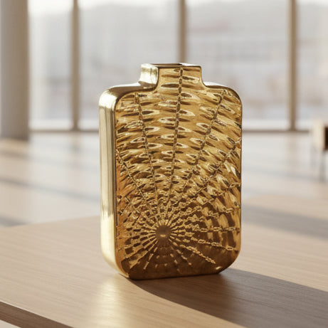 Florero Cerámico Dorado Rectangular — 30 cm