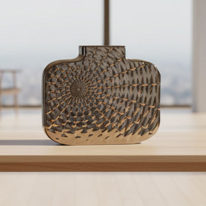 Florero Cerámico Cuadrado Plateado